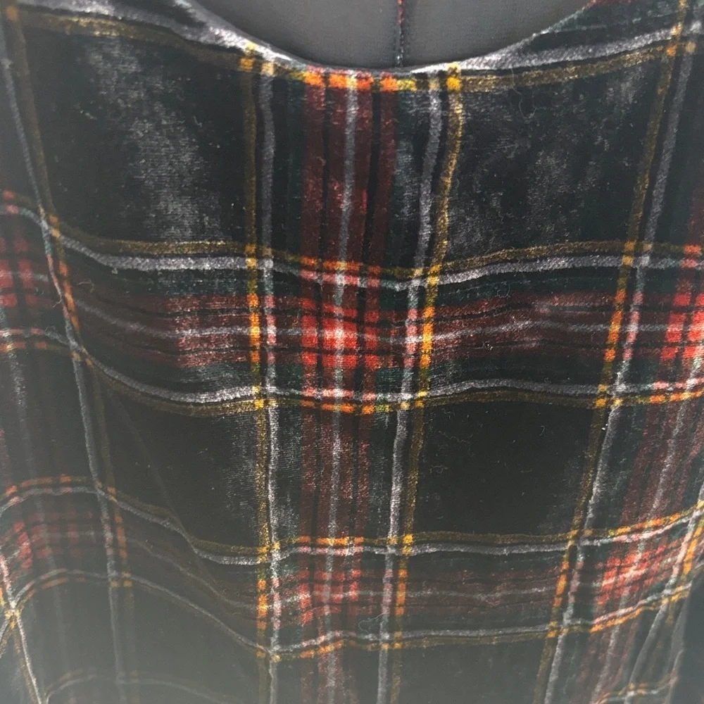 J. Crew Plaid Crushed Velvet Holiday Tank Top sz 8